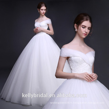 Alibaba Hot Selling Princesse Soft Tulle Mariage Off Shoulder Robe de mariée Robe de mariée Applique en dentelle